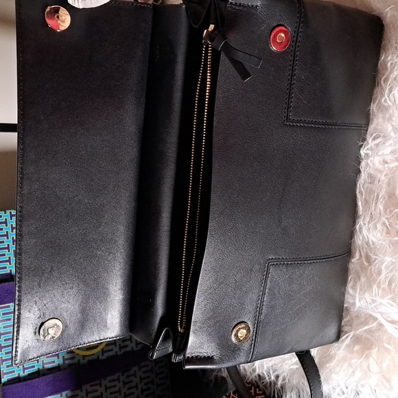 Tory Burch Black Leather Block T Top - Picture 7 of 10